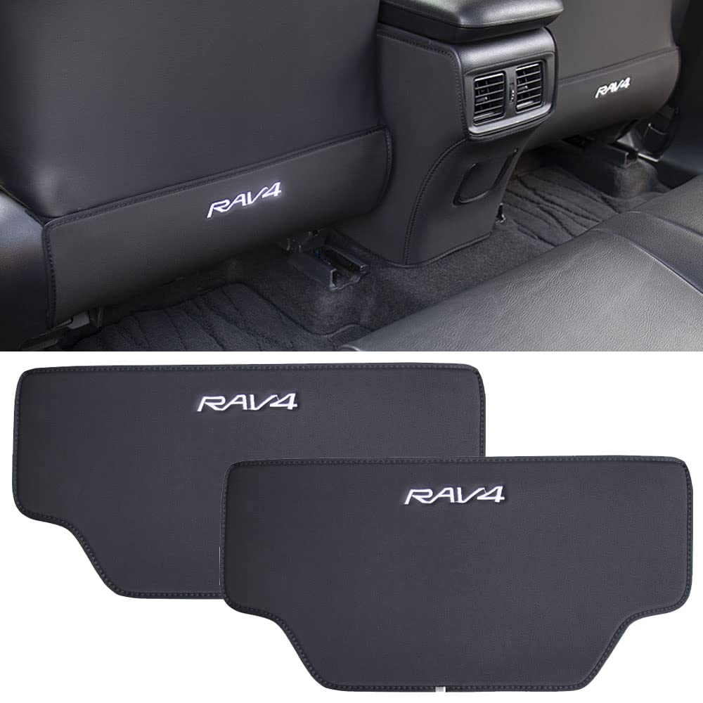 LEXLEYS トヨタ 新型RAV4 XA50系 専用設計 キックガード シート バック マット キックガード レザー 後部座席シートバックプロテクター 内装 汚れ防止 刺繍ロゴ 引っかき傷対策
