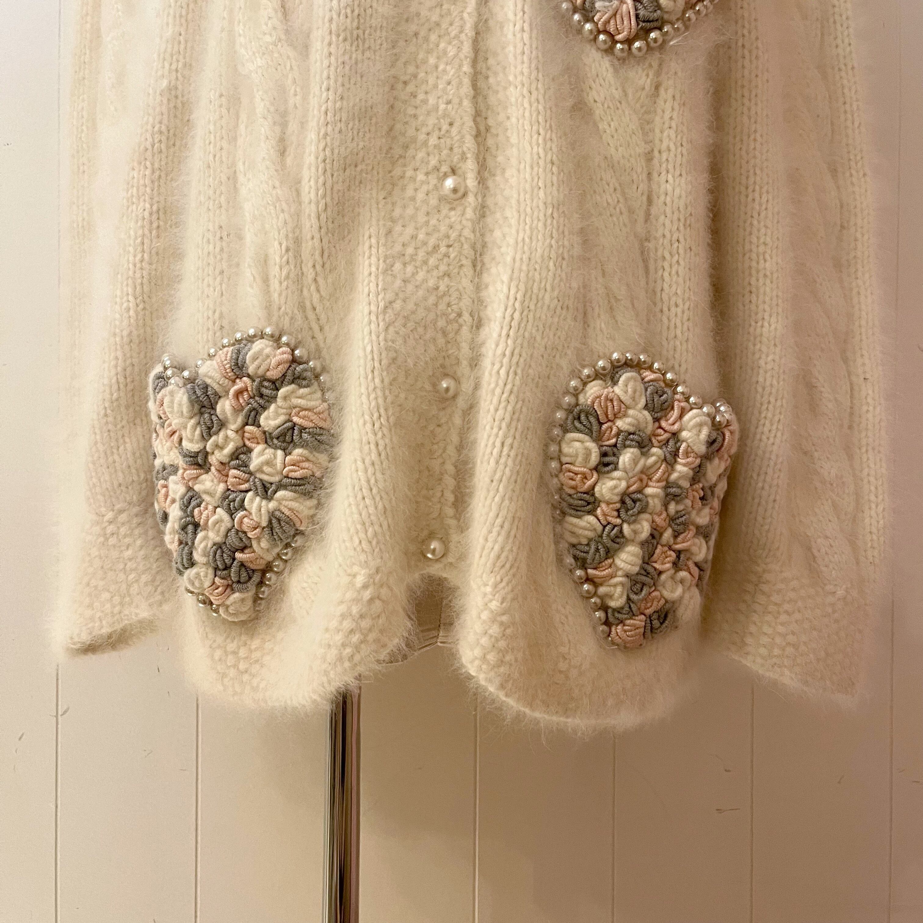 pearl ♡ pocket angora knit cardigan