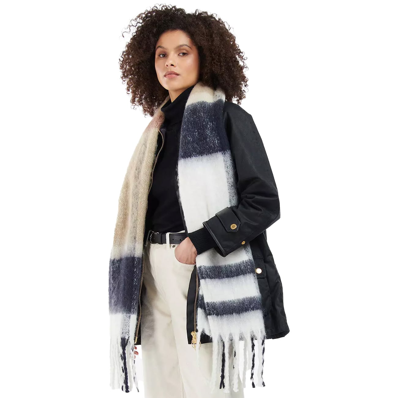 Barbour バブアー Isla Tartan Boucle Scarf Hessian Tartan アイラ