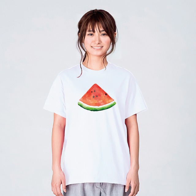 スイカ イラスト Tシャツ メンズ レディース おしゃれ かわいい 白 夏 プレゼント 大きいサイズ 綿100 160 S M L Xl デザインtシャツ通販サイトのshortplate ショートプレート