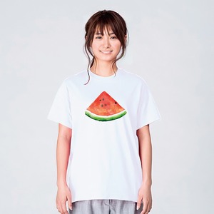 スイカ イラスト Tシャツ メンズ レディース おしゃれ かわいい 白 夏 プレゼント 大きいサイズ 綿100% 160 S M L XL