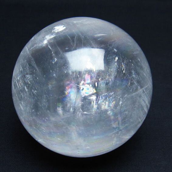 カルサイト 丸玉 虹入り 78mm ホワイトカルサイト スフィア 一点物 151-6274