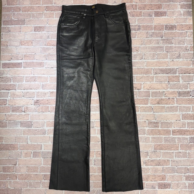 LEE LEATHER PANT BLACK 実寸W31 L33