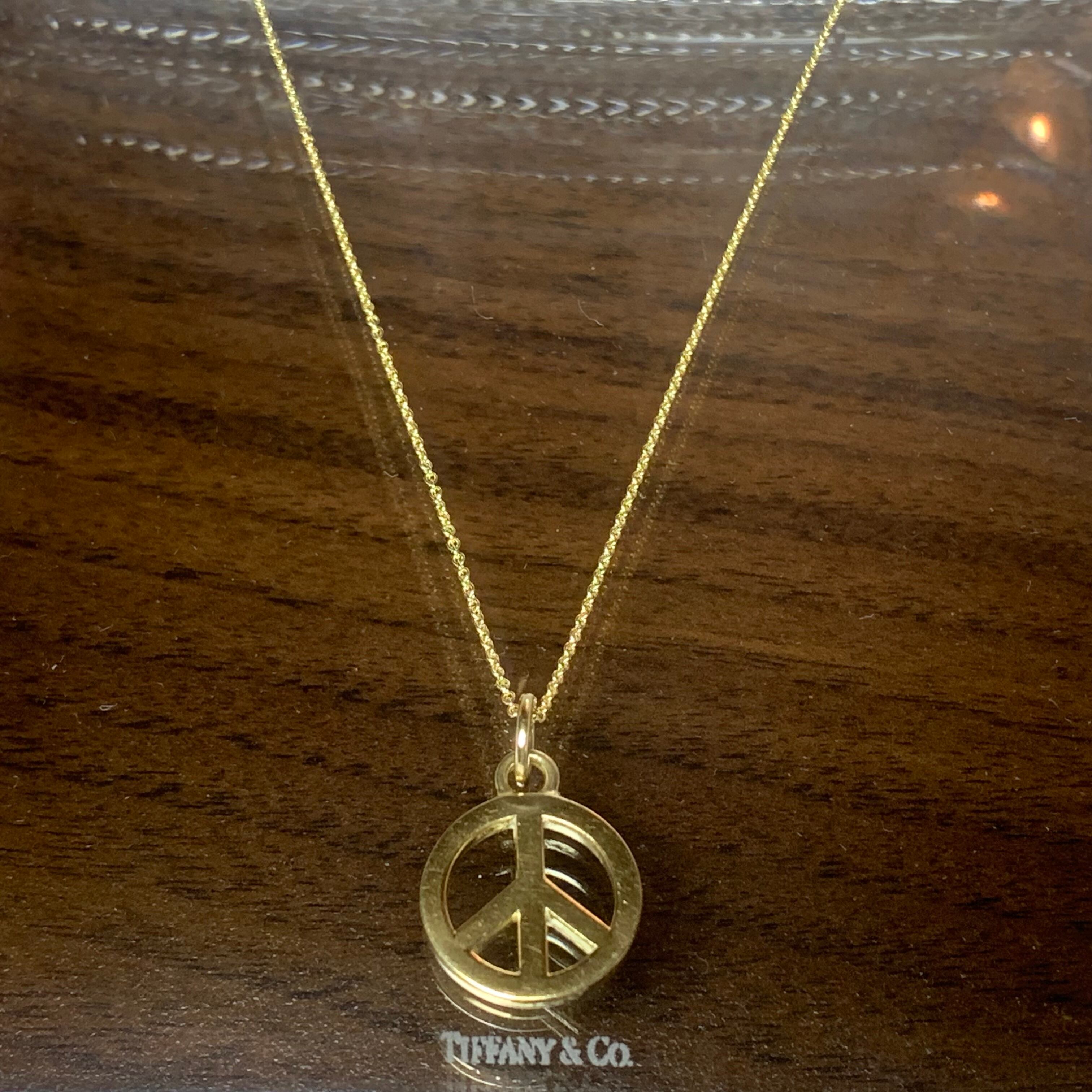 OLD TIFFANY PEACE SIGN 18K GOLD CHARM 