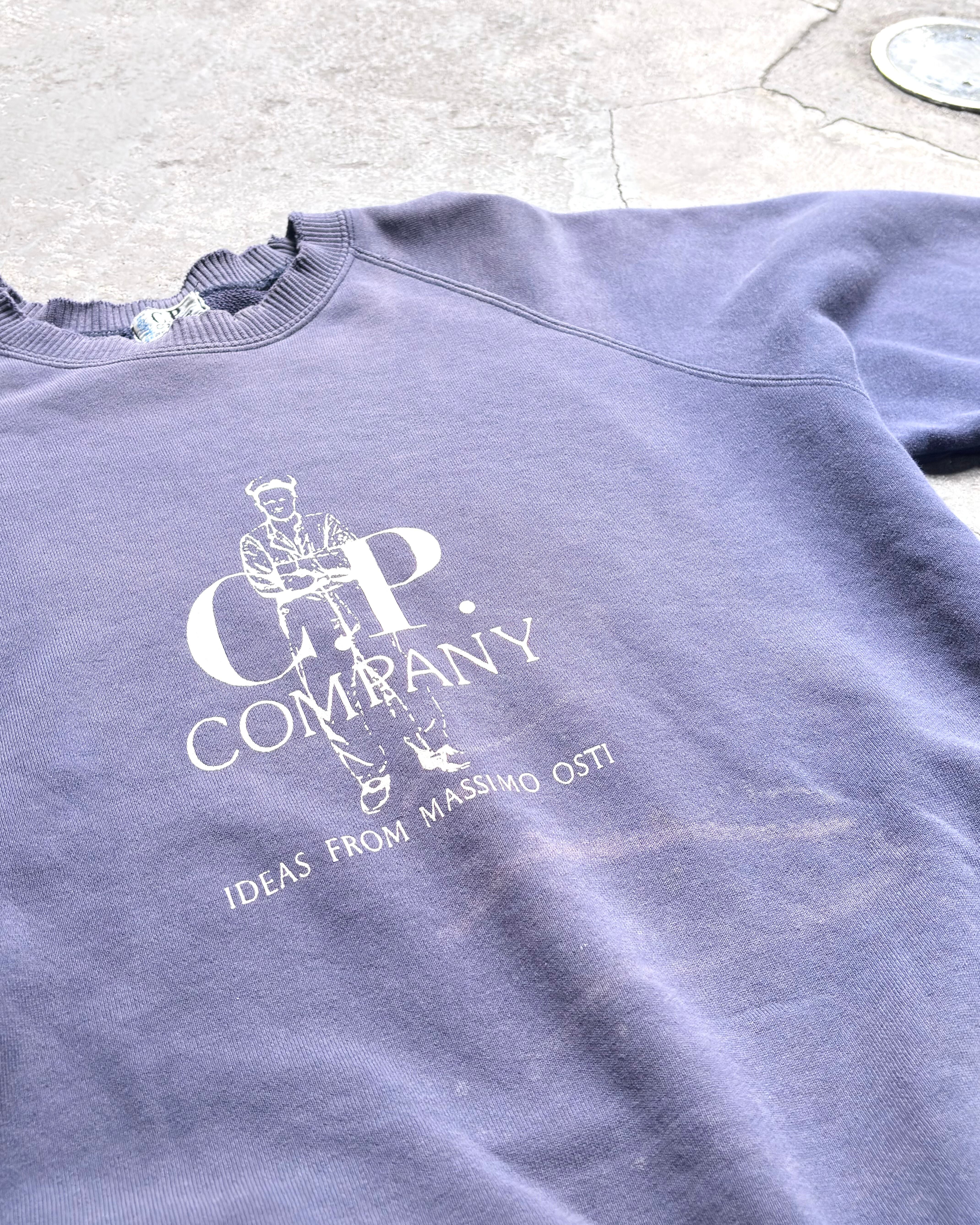 90s C.P. Company】“Osti Man” print faded sweat | used.memento