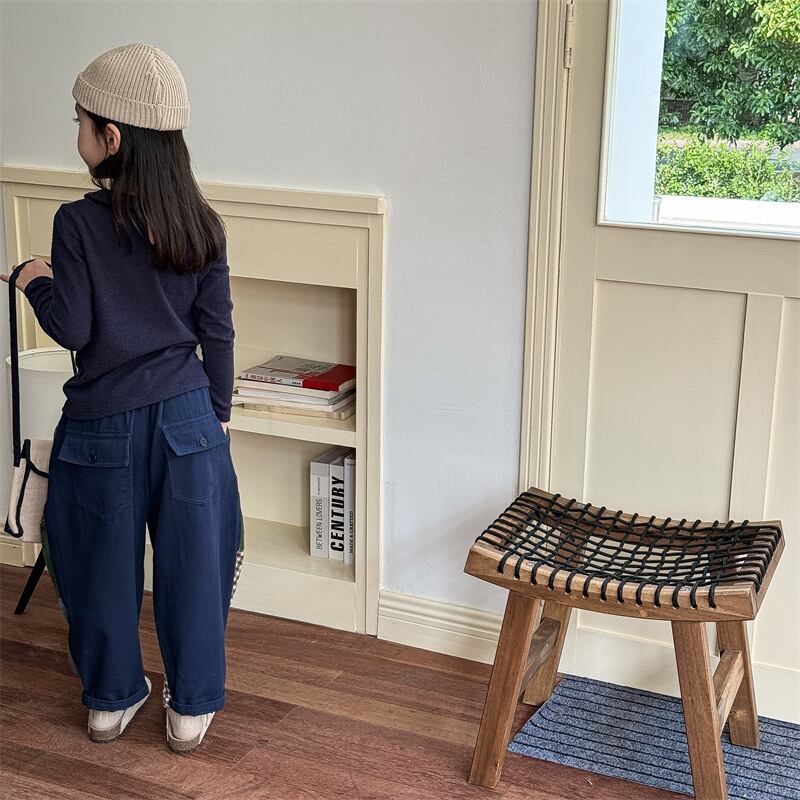 取寄》 パッチワーク風ツギハギパンツ （ブルー／グリーン） ADBB 2024