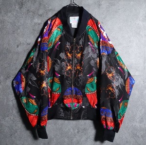 Scarf & Shadow Floral Design Nylon Blouson