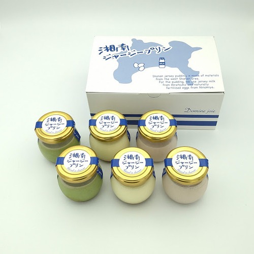湘南ジャージープリン　3種詰合せ6個入り　プレーン・足柄抹茶・苺×各2個  Shonan Jersey Pudding assortment 6 pieces Plain, matcha, strawberry × 2 pieces each