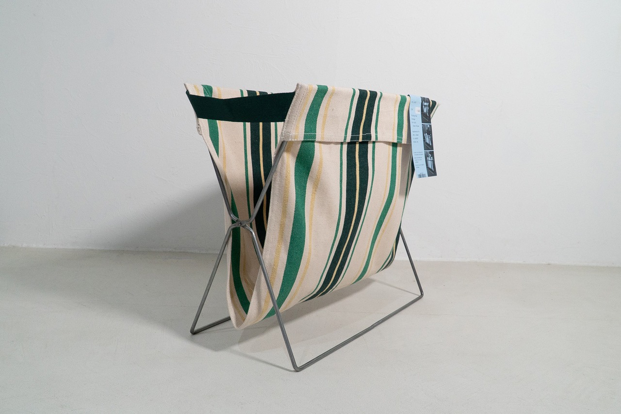 FOLDING BAG STORAGE FOR CAFE Green Stripes/PUEBCO/プエブコ/ラック/荷物おき