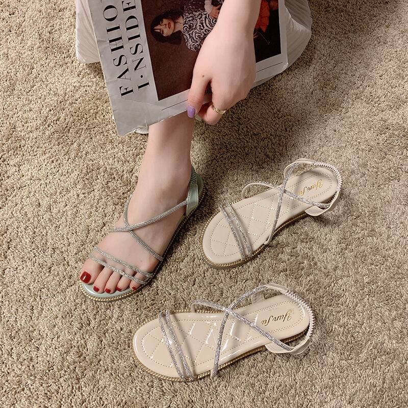 ウェッジサンダル女性の妖精風2020夏の新しいバージョンの野生のオープントゥの厚い底の薄いストラップ足のビーチシューズの潮 部族の婦人靴2775521