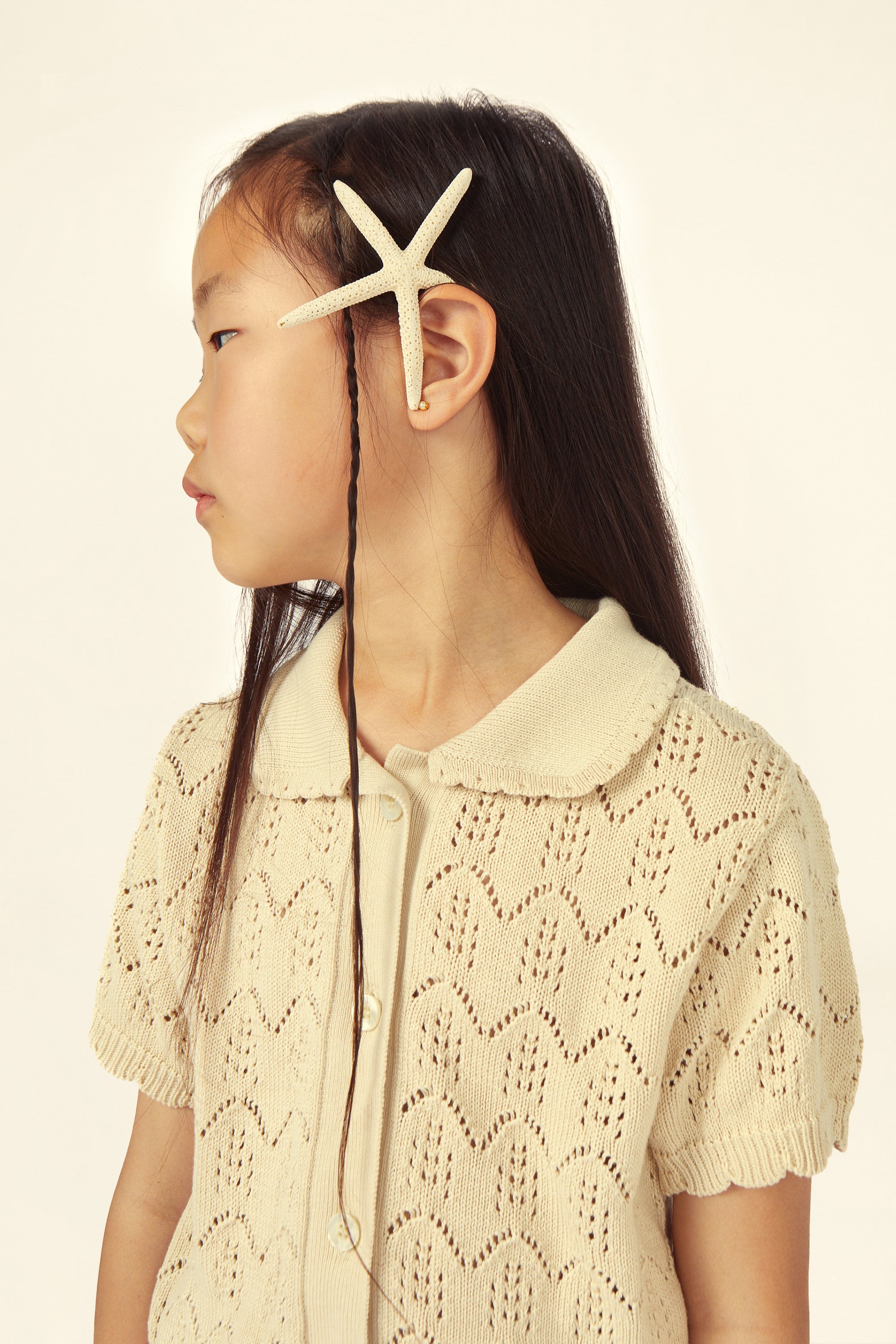 【MIPOUNET】BINBA COTTON OPENWORK CARDIGAN/SAND