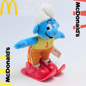 ☆ VINTAGE 2000 ☆【 Smurf ( スマーフ )】2000年マクドナルドミールトイ カレンダーシリーズ『 1月 スキージャンプ / ヘフティスマーフ 』 / McDonald's  マクドナルド ハッピーミール ミニプラッシュ 〚アメリカン雑貨 アメトイ〛