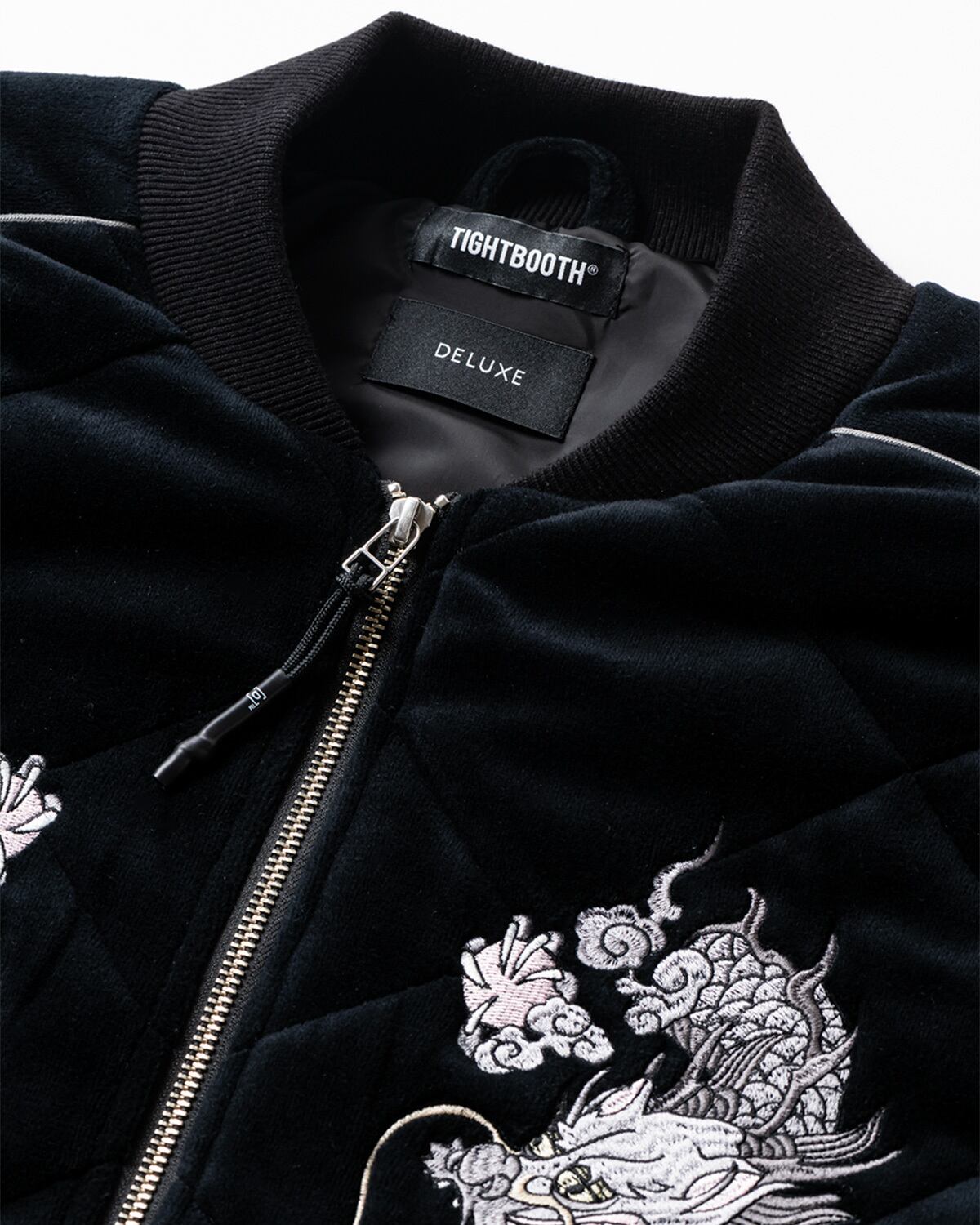 DELUXE x TIGHTBOOTH - VELOUR SOUVENIR JKT BLACK | stashstore