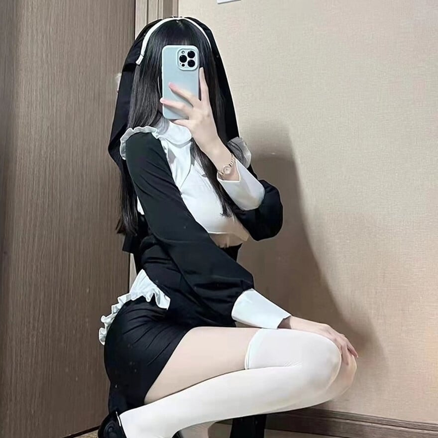 サブカル 服 地雷系 通販 ワンピ 修道女 シスター衣装 コスプレ衣装 暗黒 ダーク 闇かわいい ゴシック イベント衣装