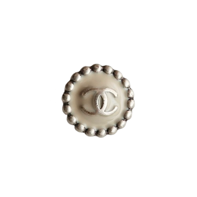 【VINTAGE CHANEL BUTTON】アンティークドットフレーム ホワイトボタン 12mm C-24018