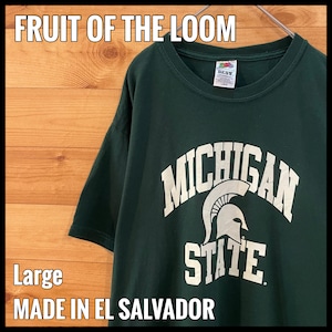 【FRUIT OF THE LOOM】カレッジ ミシガン州立大学 アーチロゴ Tシャツ Lサイズ グッドカラー ゴールデンサイズ US古着 アメリカ古着