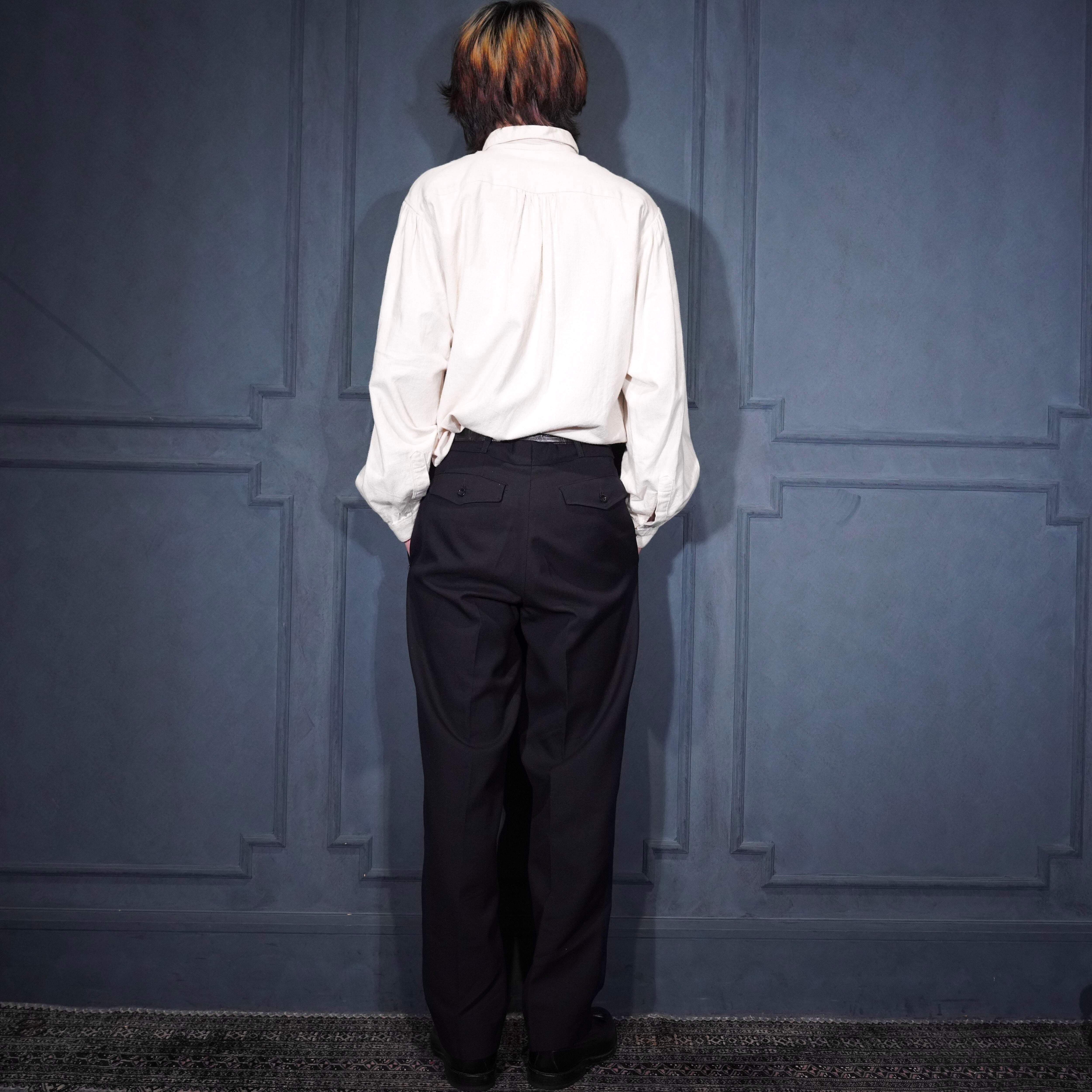 70's EU VINTAGE MICHIELSENS TUCK DESIGN WOOL SLACKS PANTS/70年代