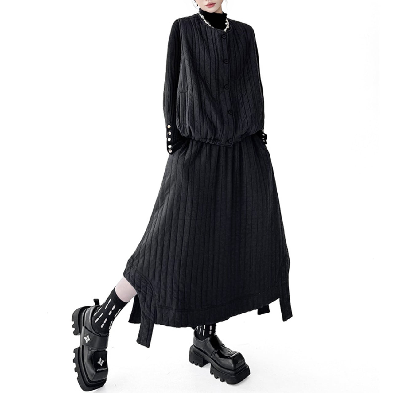 キルティング ミディ丈 スカート 00319