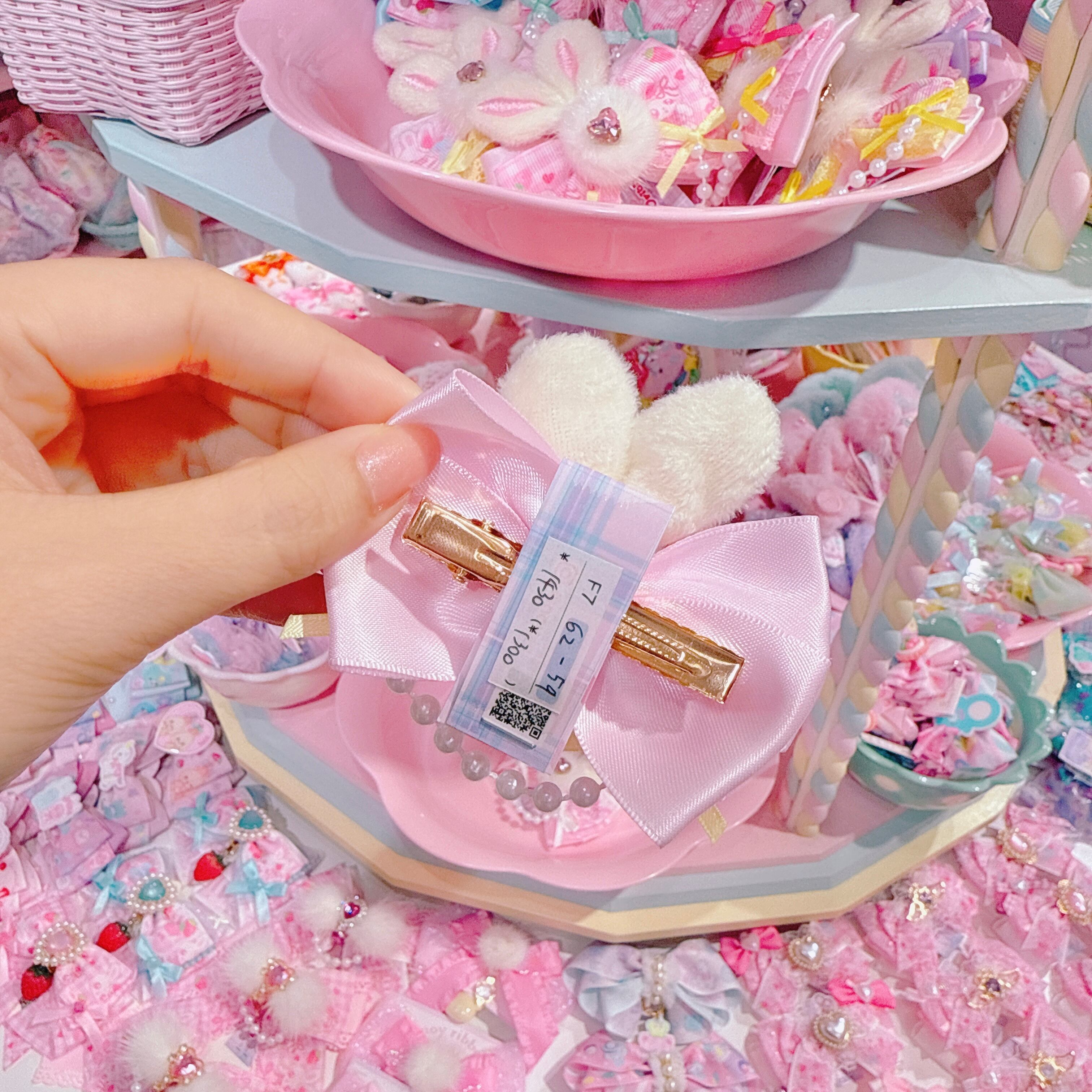 【F7】62-59うさ耳リボンヘアクリップ