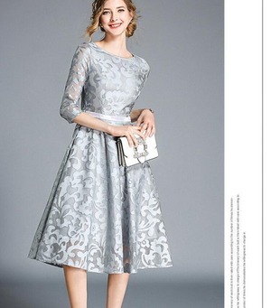 ★XXL(15号)☆透け感が美しい総レース仕様のワンピ－ス(OPN5971) 