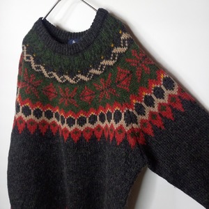 90s　ウールリッチ　モヘア　ニット　セーター　ノルディック　フェアアイル　灰色