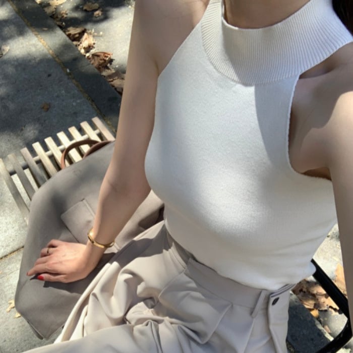 ホルターネック カットアウト トップス 2color/3412914