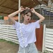 ✞ リボンラウンドネック♬カワイイ♥Tシャツ 大人ガーリー スウィート キュート カジュアル ステッチ ✞ゴスロリ SM ミリ 甘ロリ クラロリ 和ロリ エレガント 黒ロリ 姫ロリ 華ロリ BB-BB2349562