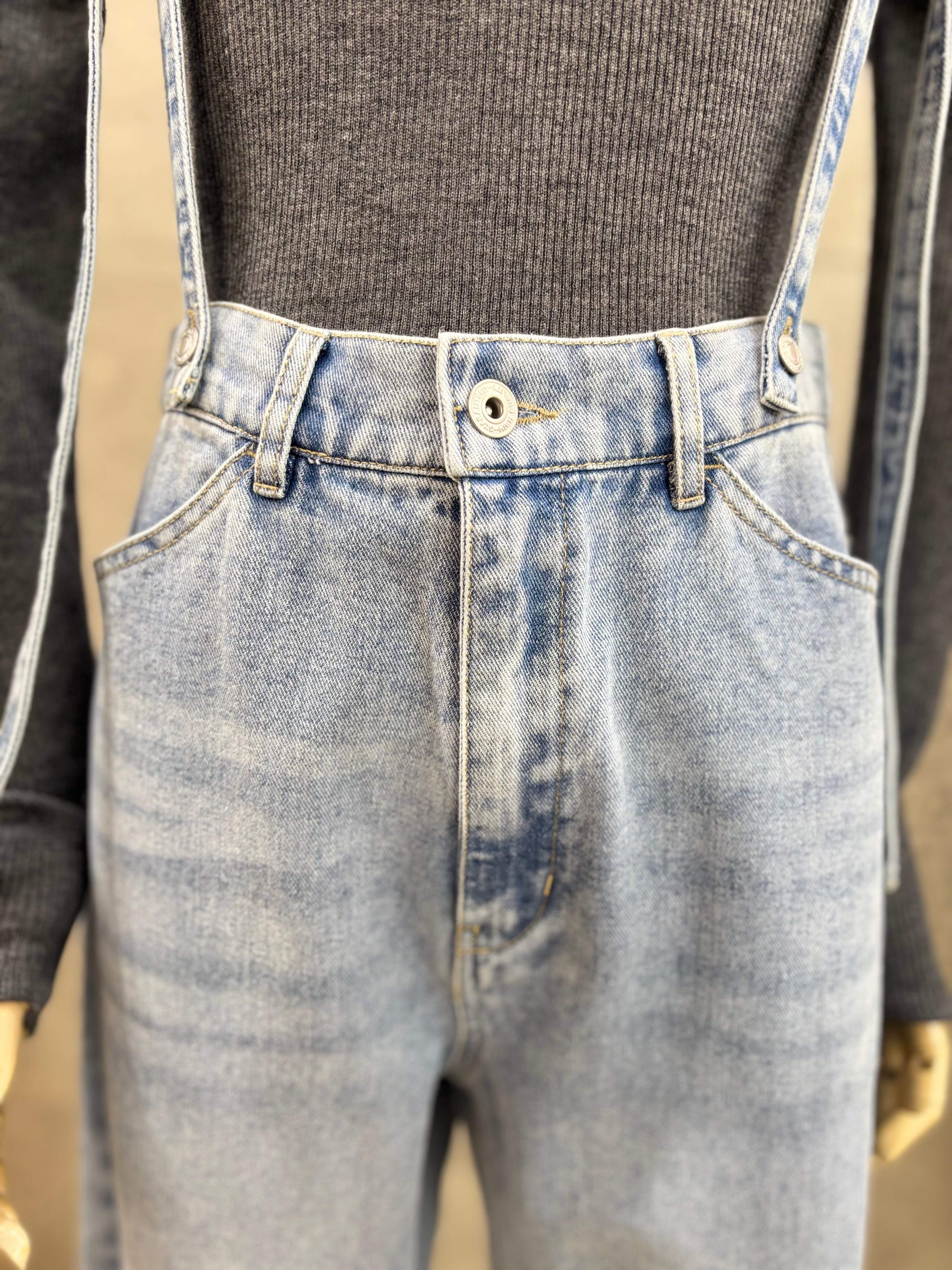 送料無料】CYNICAL(シニカル)サスペンダー付きワイドデニムパンツ