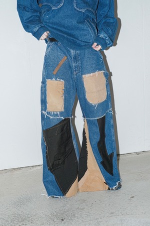 1990s patchwork denim pants