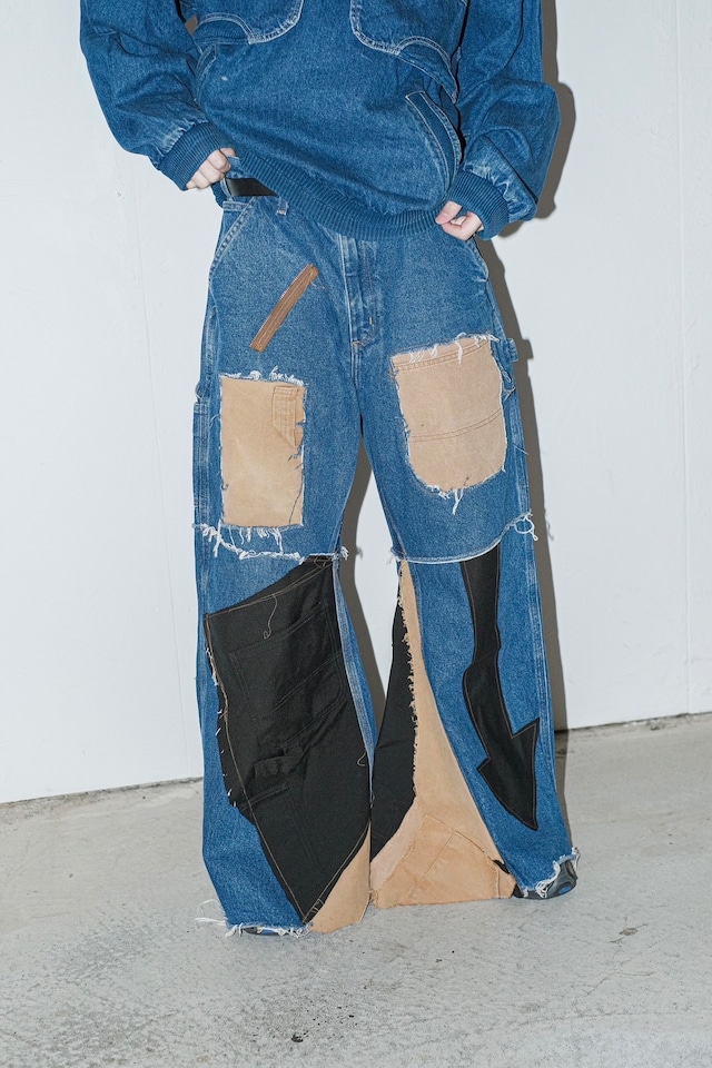 1990s patchwork denim pants