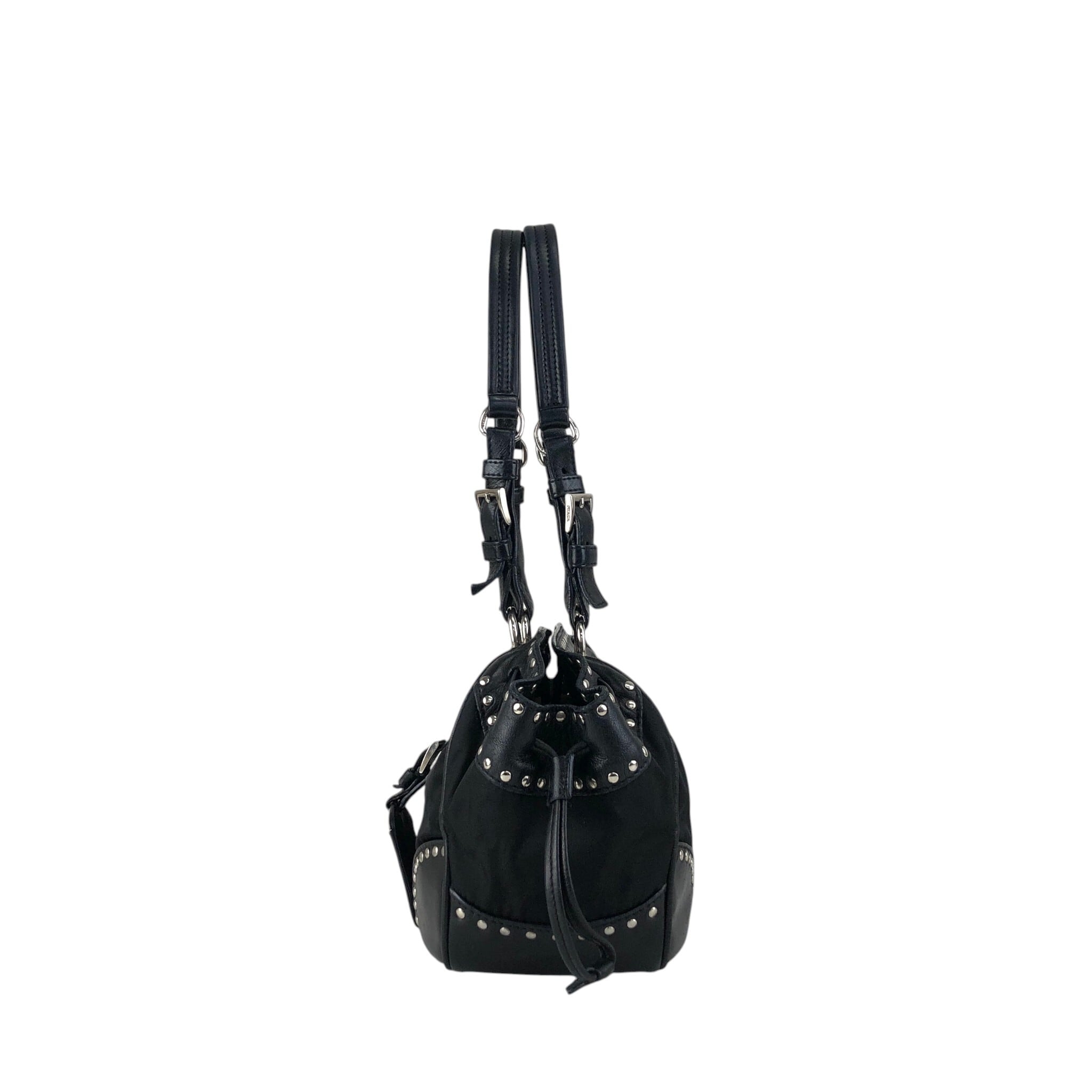 PRADA プラダ トートバッグ ブラック スタッズ レザー vintage