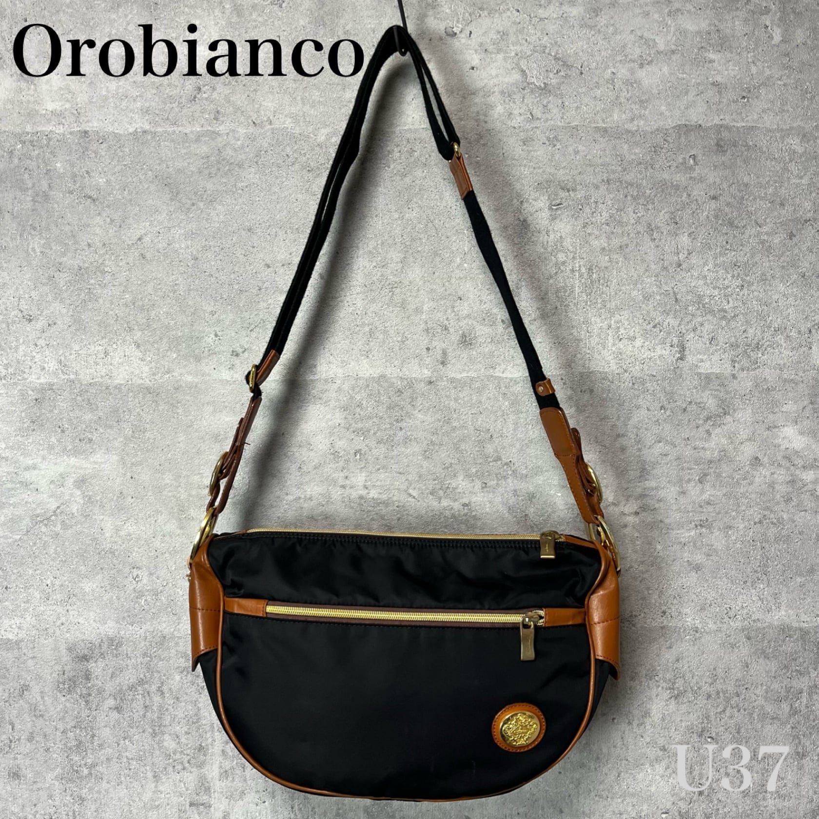 オロビアンコ Orobianco ショルダー バッグ 鞄 かばん 黒 茶 ▽ U37