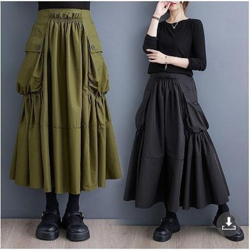 大きいサイズ レディース スカート カーキ 春 秋冬 新品