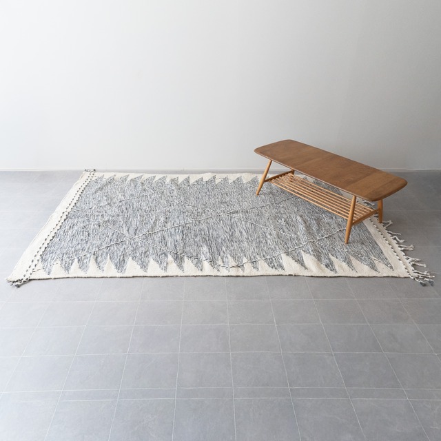 モロッコラグ・キリム Zanafi / L "138cm×245cm" White×Gray