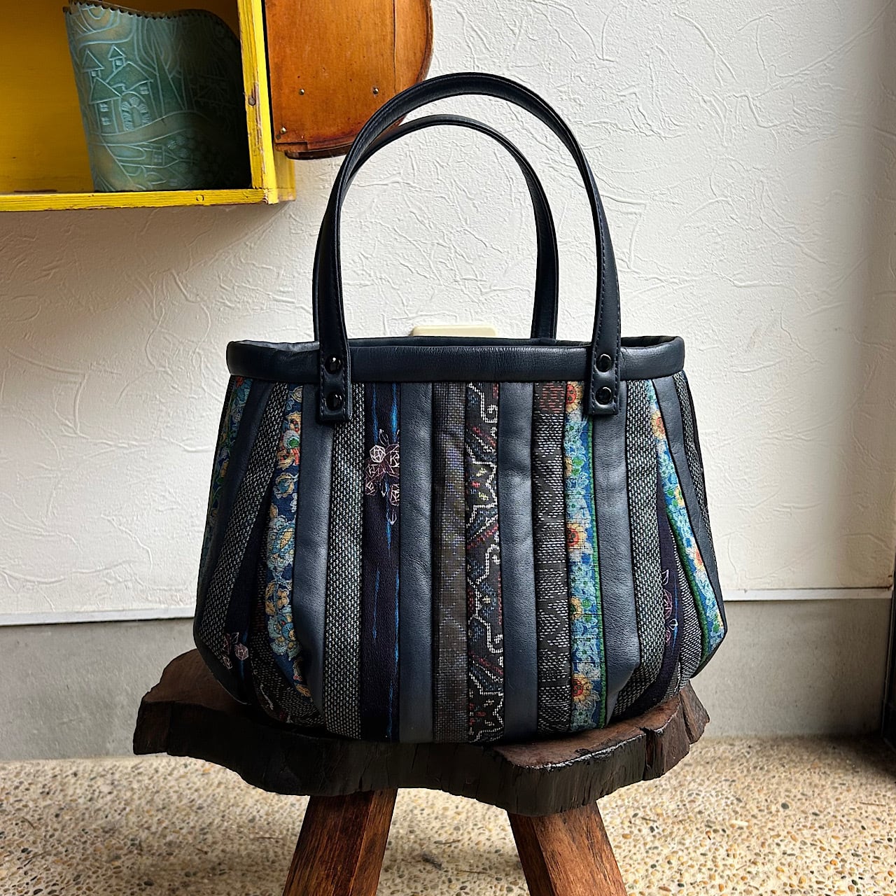 革と古布のバッグ | Atelier LeatherN - レザークラフト「ナホの手作り