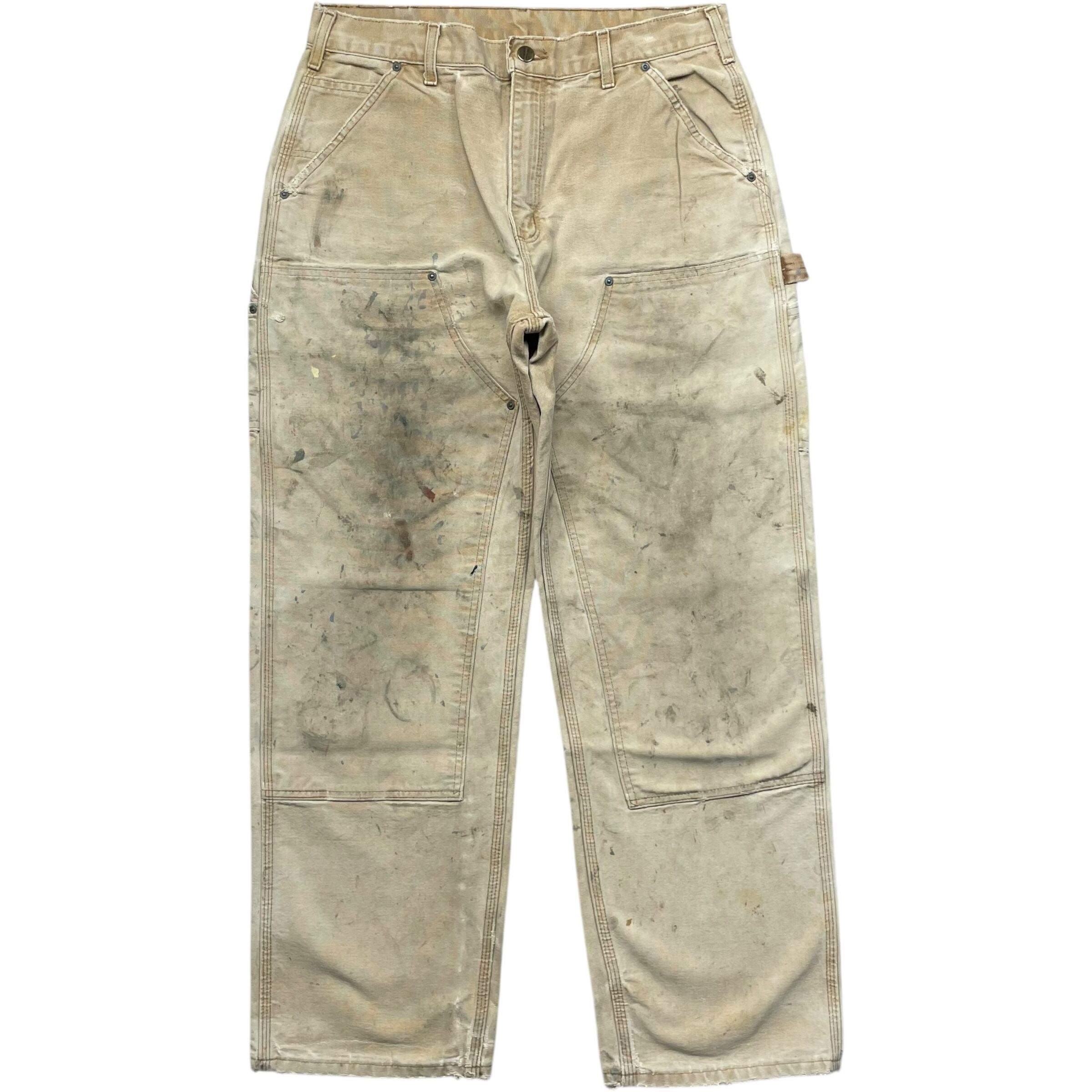 《実寸W33L30》 Carhartt カーハート ダブルニー ワークパンツ ペインターパンツ ベージュ no.9596