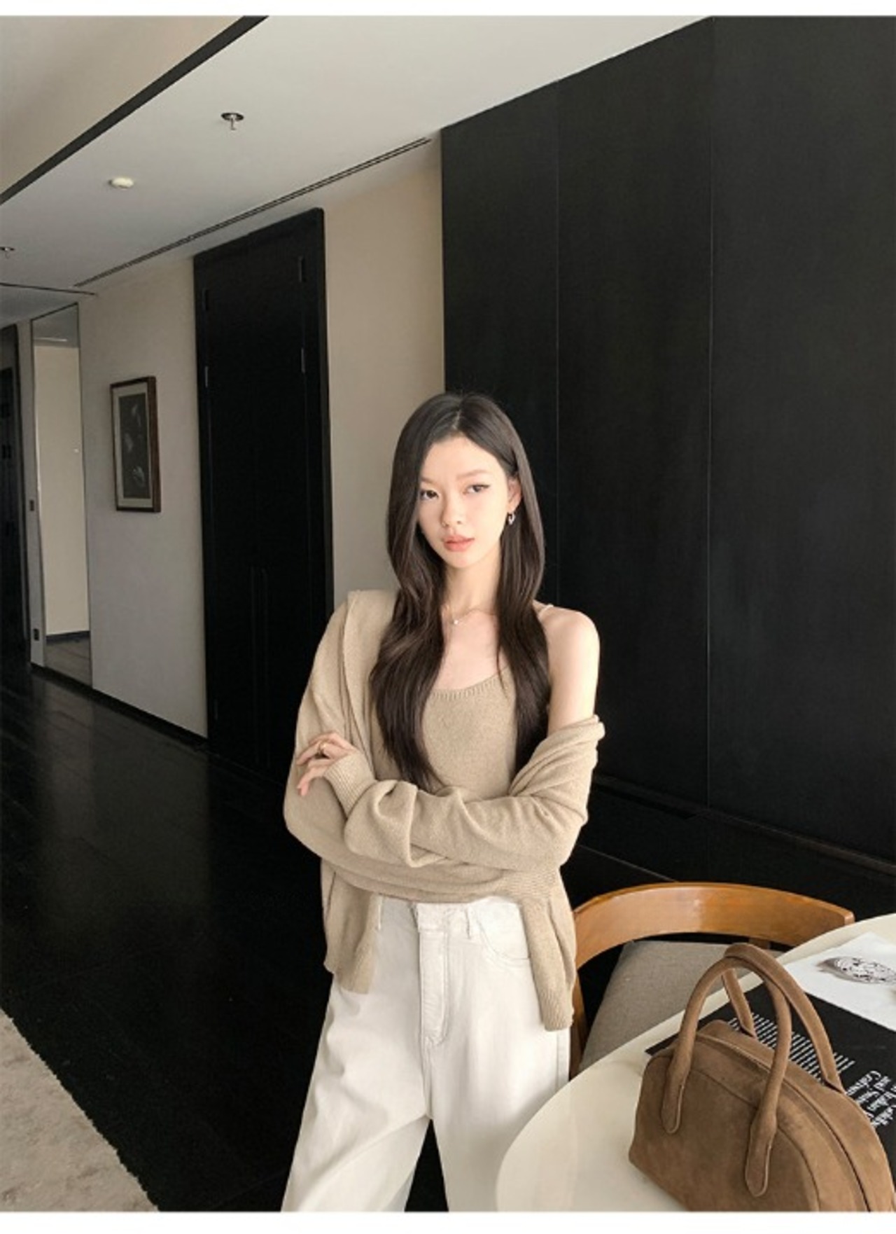 Hooded Cardigan and camisole Set up【H00073】