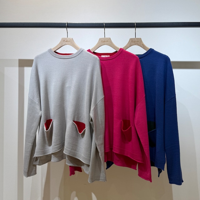 チラリ配色ポケット付きワイドPO