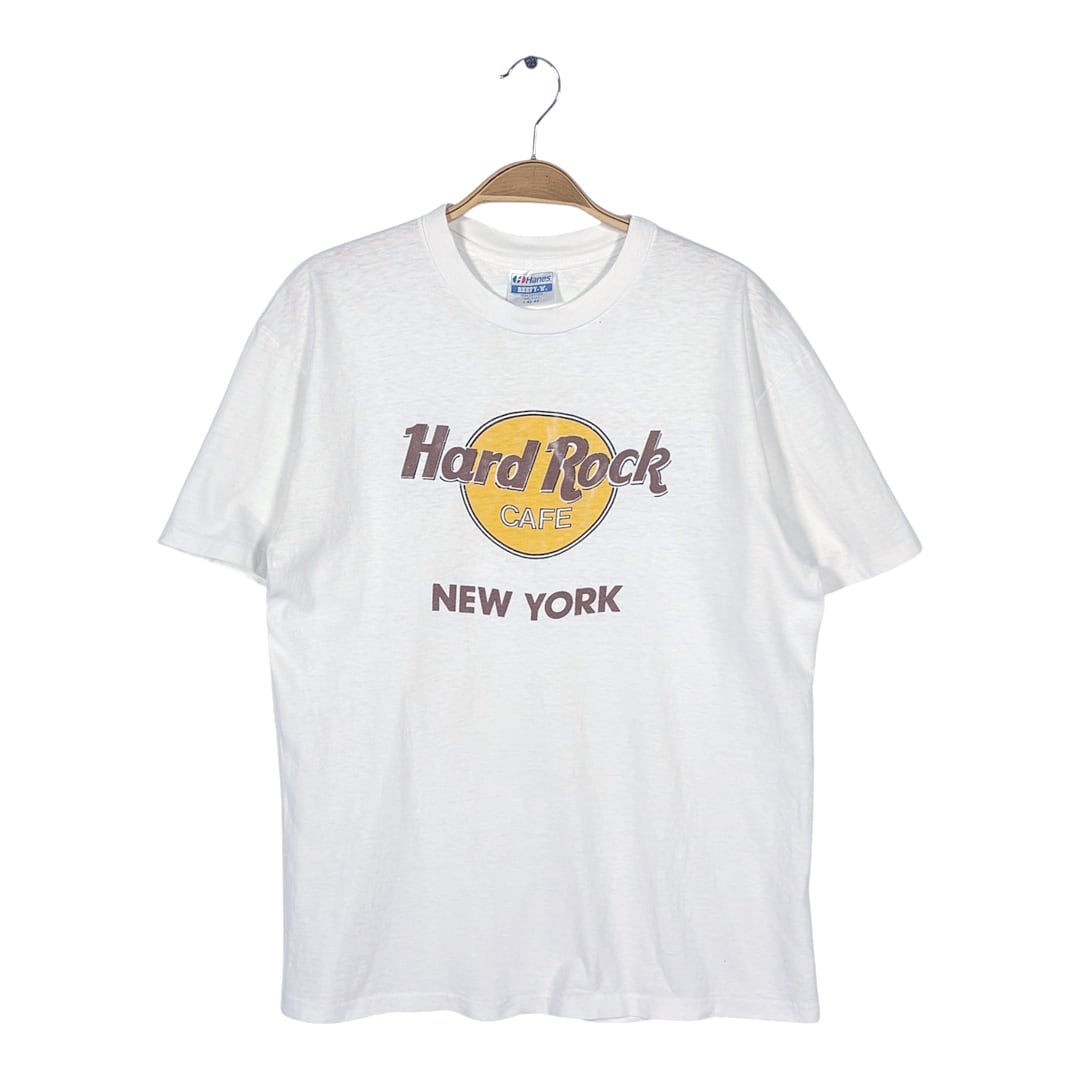 80s ハードロックカフェ USA製 ヴィンテージ Tシャツ 企業系 企業ロゴ ホワイト シングステッチ ヘインズ HARD ROCK CAFE サイズL BZ0602