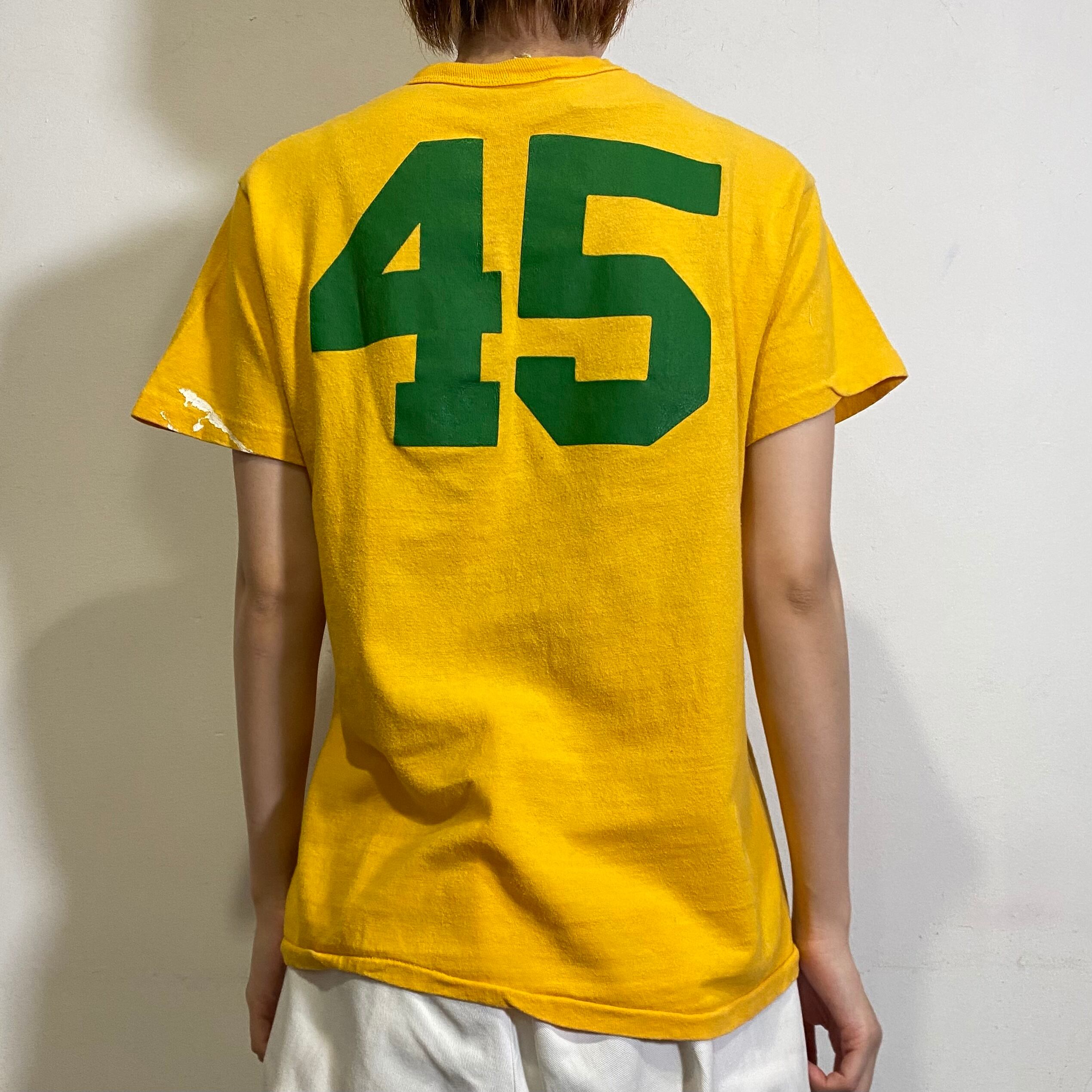 70s yellow and green numbering tee | LEMON powered by BASE