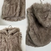 【東京先行販売】ショート丈Wzipエコファーフーディーvest/ベージュmix