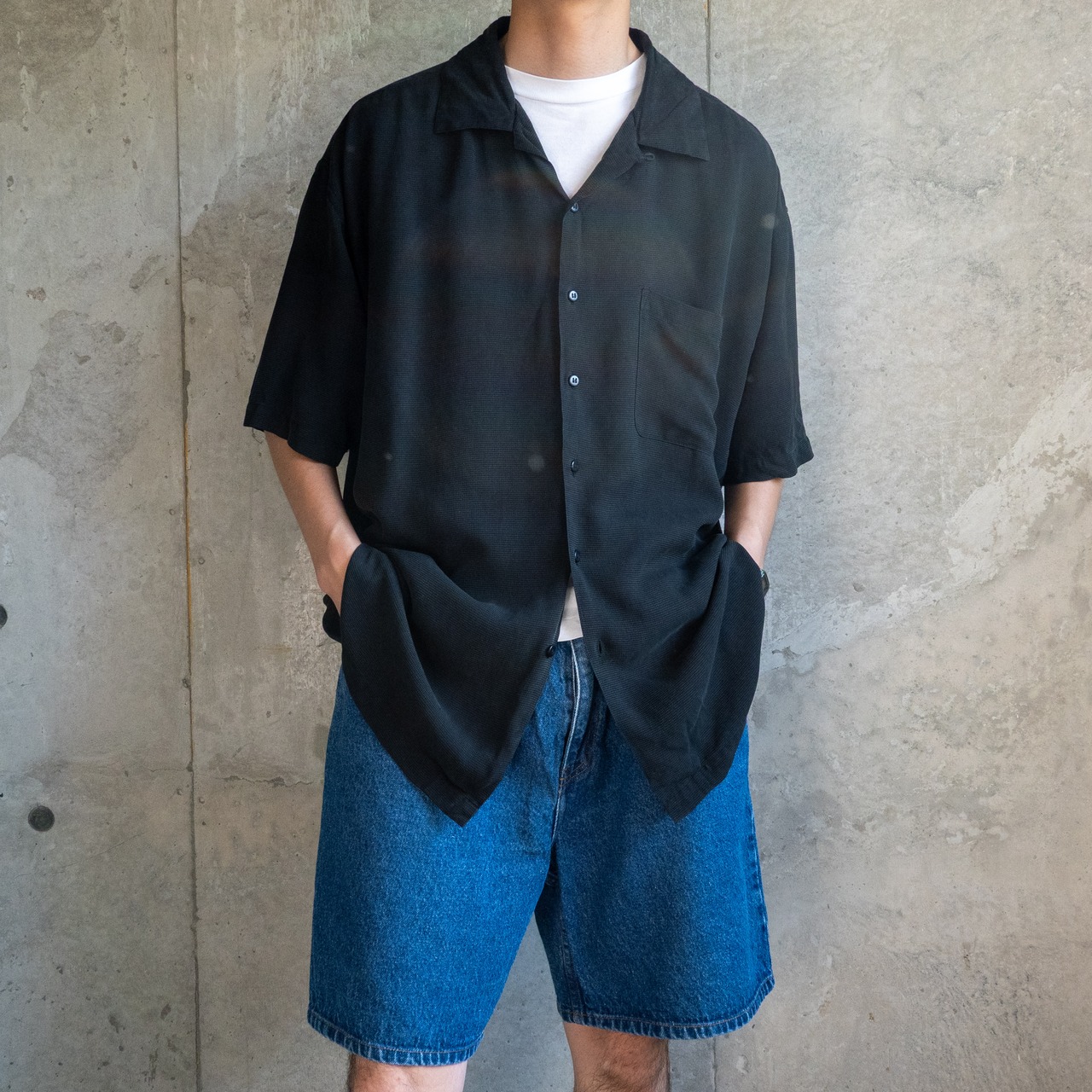 1990’s~ RIGGINGS silk open collar shirt