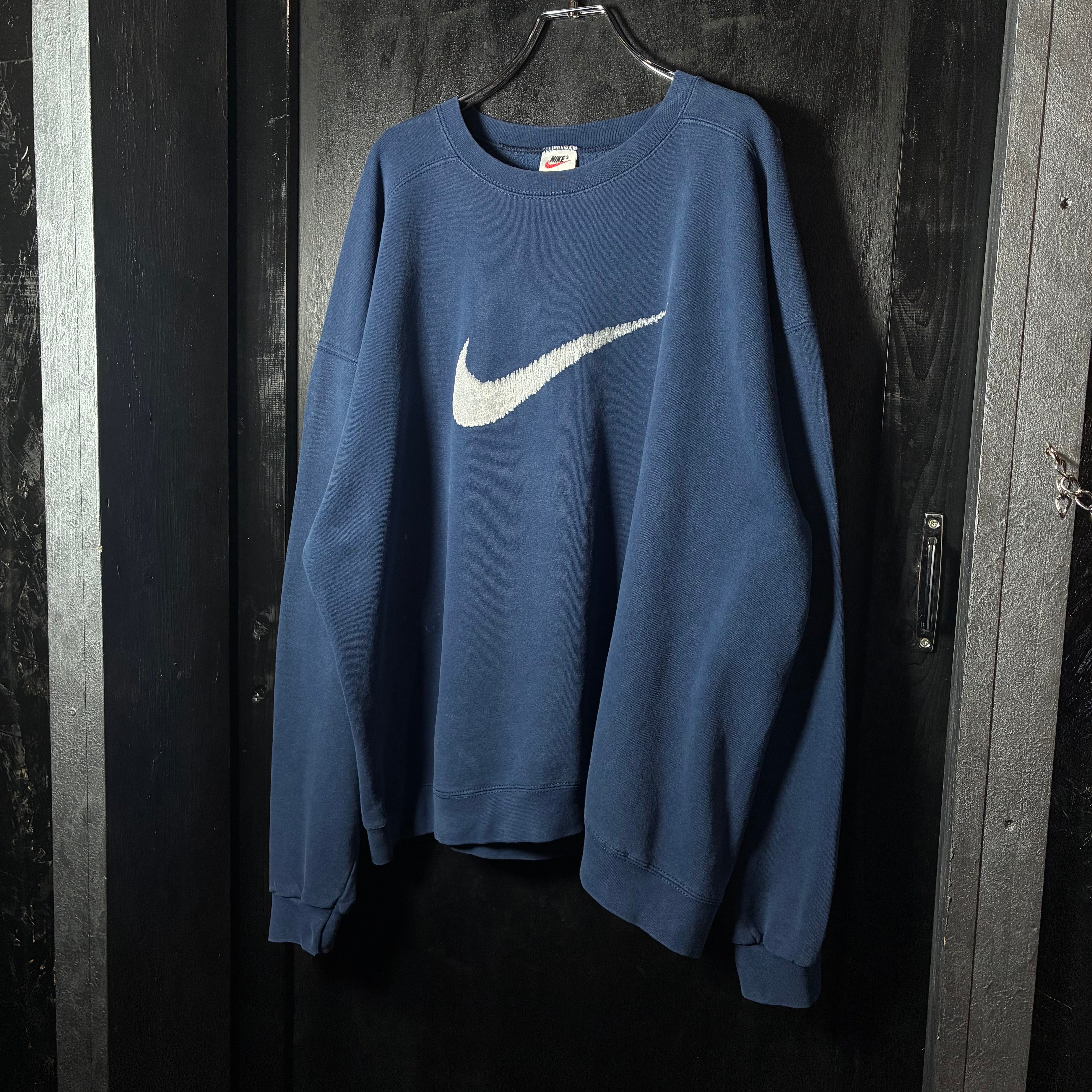 90s USA製 NIKE ロゴスウェット ネイビー ロゴドンナイキ XL | 古着屋