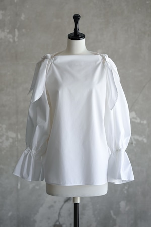shoulder ribbon blouse(white)4月中旬頃より発送