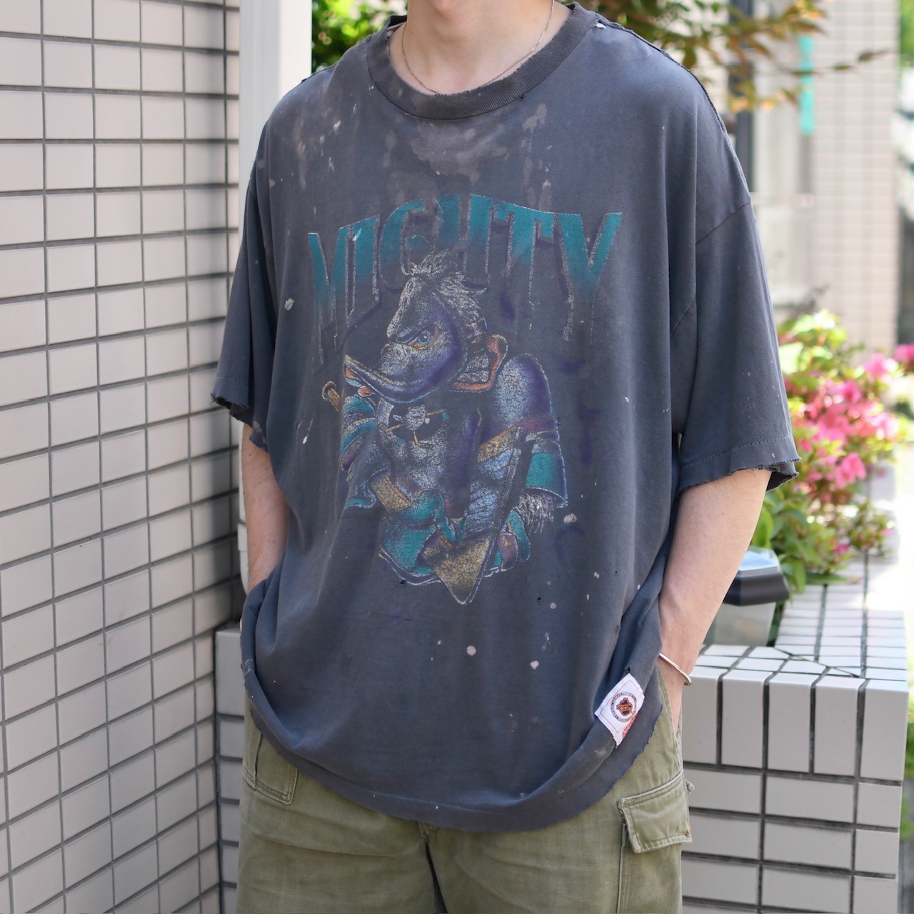 90's Disney MIGHTY DUCKS fade boro print tee