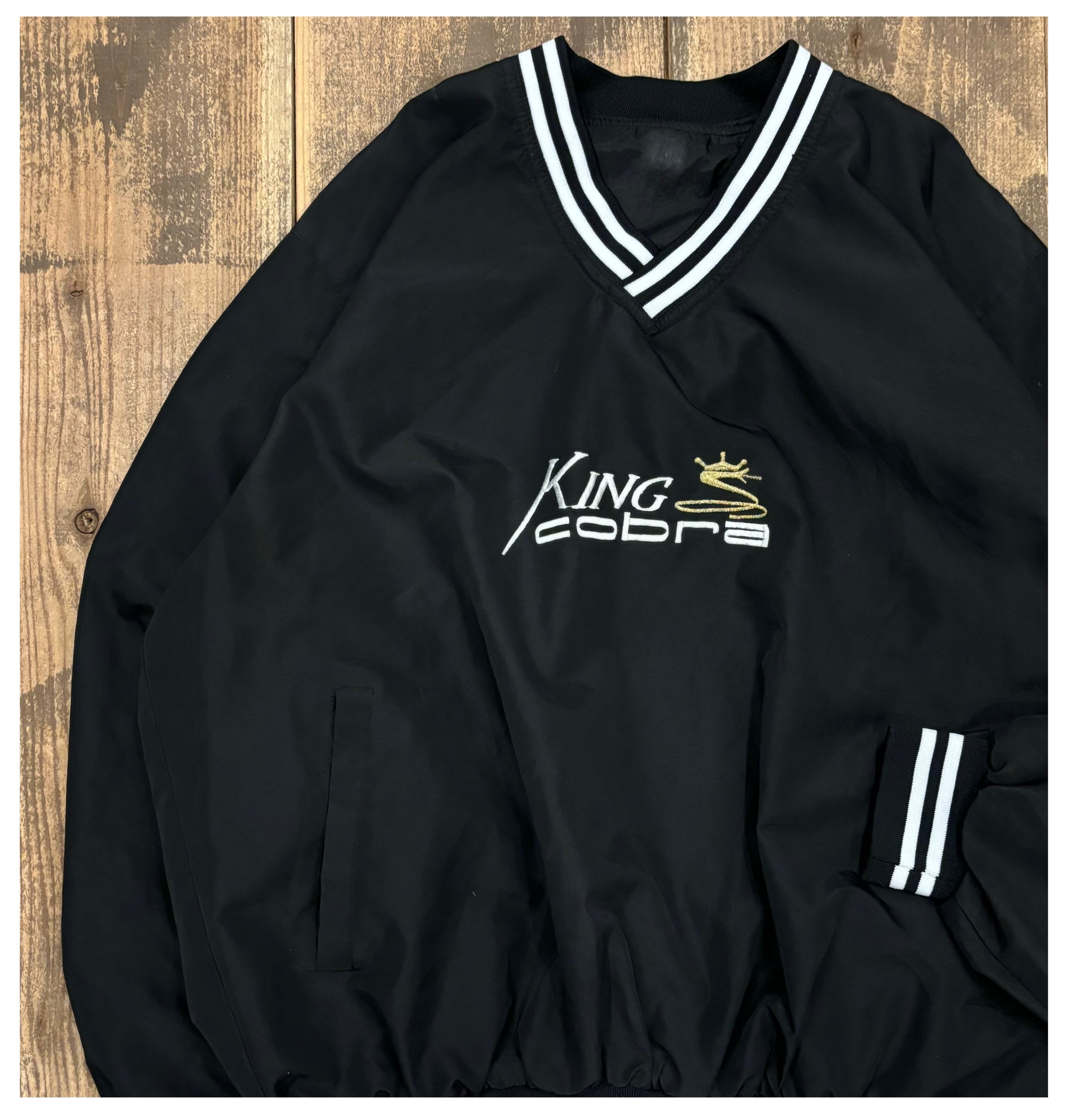 nylon pullover / 刺繍 ロゴ ナイロンジャケット プルオーバー ブラック myfave