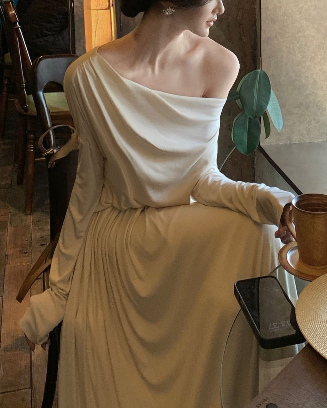 ワンショルダードレープトップス S26015