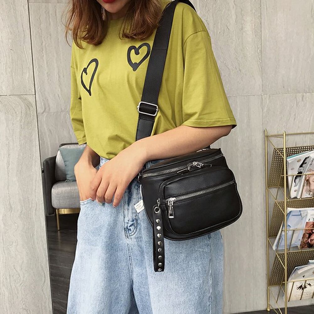 Simple Projectクロスボディバッグ 調整可能 男女兼用 黒