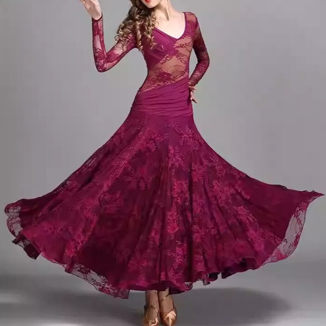 アシンメトリーネック フレア ミモレ ダンスドレス  ds1470