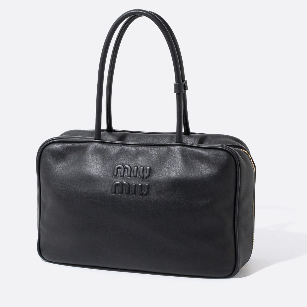 MIU MIU レザー ボー バッグ ラージ ブラック